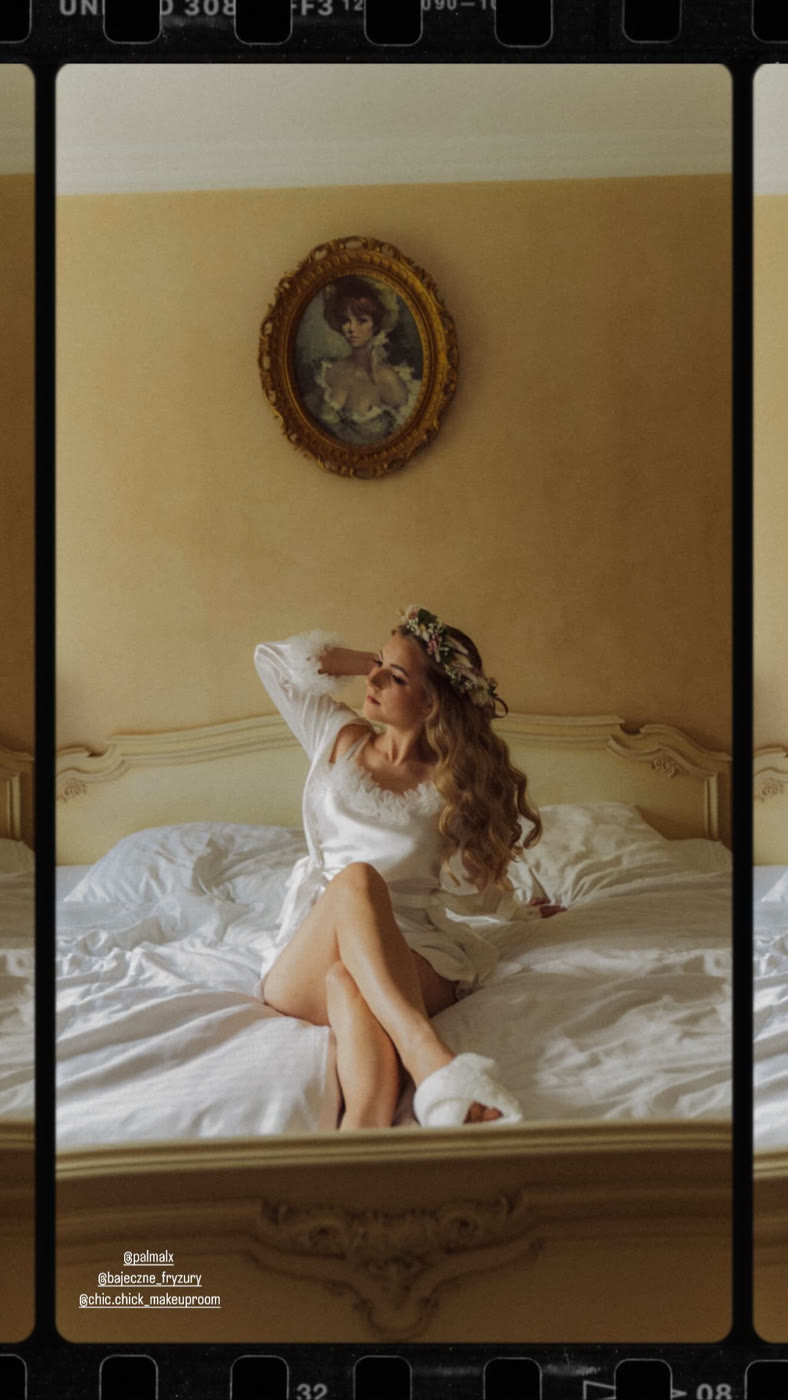 Panna Młoda w porannej stylizacji, boudoir w bieli